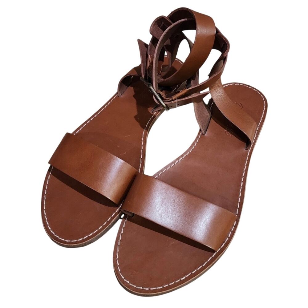 Madewell Strappy Brown Leather Sandals Size 9 - Picture 7 of 10
